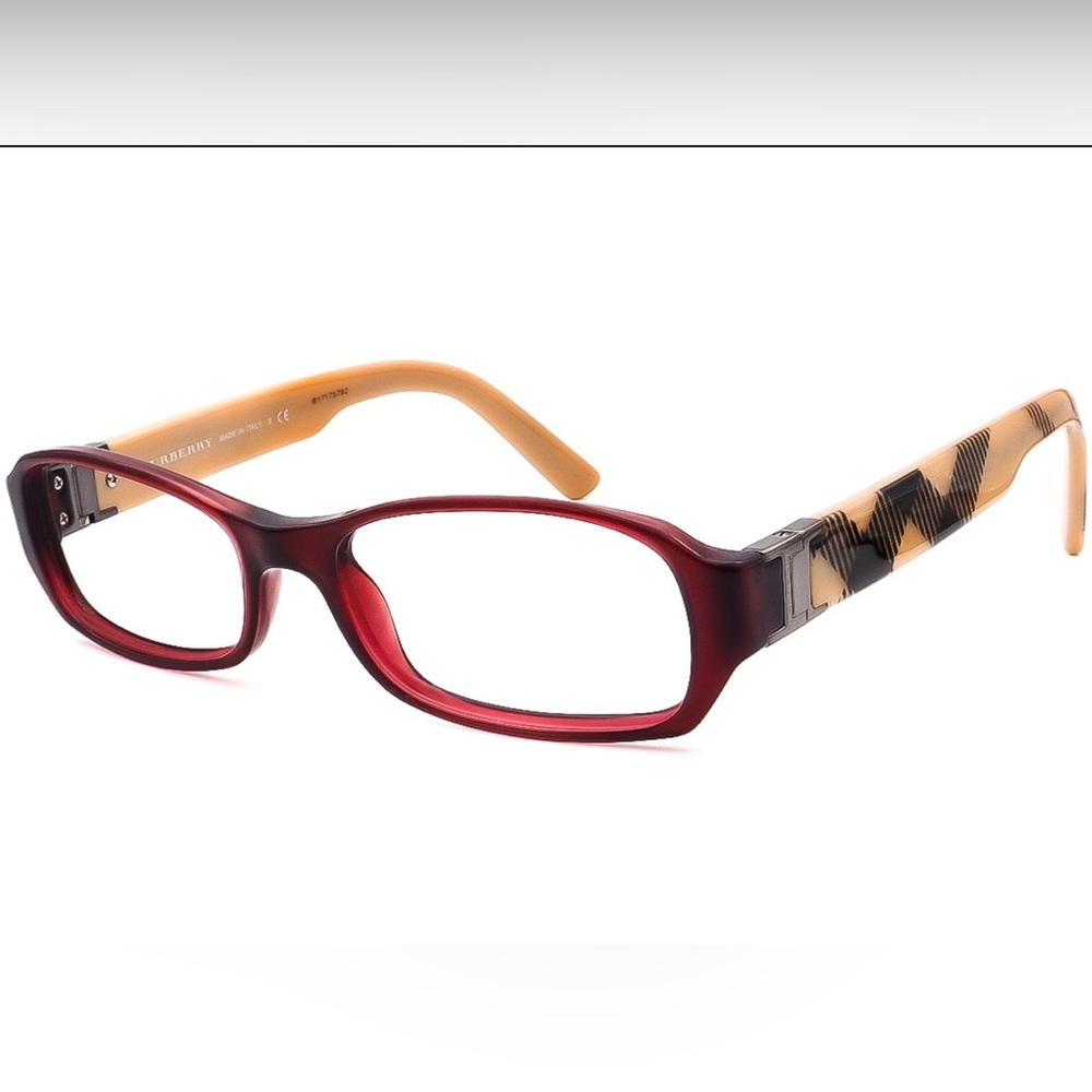 Burberry Burgundy Plaid Rectangular Eyeglasses - image 3